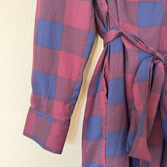 Ann Taylor Plaid Mini Dress with Tie Belt Size Small Petite Pockets - Picture 5 of 10